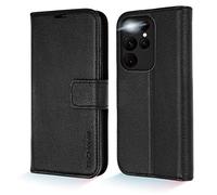 TECHGEAR Galaxy S22 Ultra Leather Wallet Case, Genuine Leather Magnetic Flip [RFID Blocking] Case with Shockproof TPU, Card Slots, Stand Folio Cover Compatible with Samsung Galaxy S22 Ultra 5G, Black