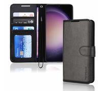 TECHGEAR Galaxy S23 Leather Wallet Case, Flip Protective Case Cover with Wallet Card Holder, Stand and Wrist Strap - Black PU Leather with Magnetic Closure Designed For Samsung Galaxy S23 / S23 5G