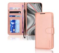 TECHGEAR Galaxy S24 Leather Wallet Case, Flip Protective Case Cover with Wallet Card Holder, Stand and Wrist Strap - Rose Gold PU Leather with Magnetic Closure Designed For Samsung Galaxy S24 / S24 5G