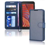 TECHGEAR Galaxy XCover 5 Leather Wallet Case, Flip Protective Case Cover with Wallet Card Holder, Stand and Wrist Strap - Blue PU Leather with Magnetic Closure Designed For Samsung XCover 5