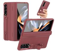 TECHGEAR Galaxy Z Fold 4 Case [Glass Screen Protector] Phone Case [Hinge Protection] [Finger Holder/Kickstand] Slim Hard PC Bumper Full Protective Cover for Samsung Galaxy Z Fold 4 5G (Red)