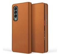 TECHGEAR Galaxy Z Fold 4 Leather Wallet Case, Detachable Magnetic 2in1 Case with Screen Frame, Card Wallet & Stand - Brown PU Leather for Samsung Galaxy Z Fold 4