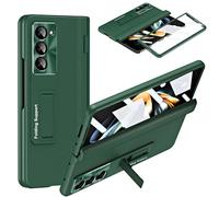 TECHGEAR Galaxy Z Fold 5 Case Screen Protector Phone Case with Hinge Protection, Leather Fit Cover case with Built-in Glass Screen Protector & Kickstand for Samsung Galaxy Z Fold 5 5G (Green)