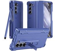 TECHGEAR Galaxy Z Fold 5 Case Screen Protector [Tough] Phone Case with Hinge Protection & S-Pen Holder & Stylus with Built-in Glass Screen Protector & Kickstand for Samsung Galaxy Z Fold 5 5G (Blue)