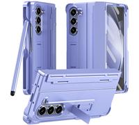TECHGEAR Galaxy Z Fold 5 Case Screen Protector [Tough] Phone Case with Hinge Protection & S-Pen Holder & Stylus with Built-in Glass Screen Protector & Kickstand for Samsung Galaxy Z Fold 5 5G (Lilac)