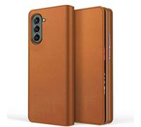 TECHGEAR Galaxy Z Fold 5 Leather Wallet Case, Detachable Magnetic 2in1 Case with Screen Frame, Card Wallet & Stand - Brown PU Leather for Samsung Galaxy Z Fold 5