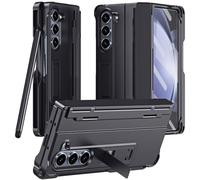 TECHGEAR Galaxy Z Fold 6 Case Screen Protector [Tough] Phone Case with Hinge Protection & S-Pen Holder & Stylus with Built-in Glass Screen Protector & Kickstand for Samsung Galaxy Z Fold 6 5G (Black)