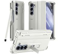 TECHGEAR Galaxy Z Fold 6 Case Screen Protector [Tough] Phone Case with Hinge Protection & S-Pen Holder & Stylus with Built-in Glass Screen Protector & Kickstand for Samsung Galaxy Z Fold 6 5G (White)