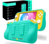 TECHGEAR Grip Case for Nintendo Switch Lite, Soft Protective TPU Silicone Back Cover with Built in Comfort Padded Hand Grips & 2 Game Card Holder [Lightweight, Durable, Flexible Skins] - Turquoise