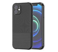 TECHGEAR iPhone 12 Case, Premium Slim Black Carbon Fibre Design Soft Flexible Protective Case [Corner Edge Protection] [Raised Bevel] Case Designed for iPhone 12 6.1"