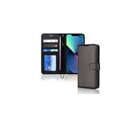 TECHGEAR iPhone 13 Mini Leather Wallet Case, Flip Protective Case Cover with Wallet Card Holder, Stand and Wrist Strap - Black PU Leather with Magnetic Closure Designed for iPhone 13 Mini 5.4"