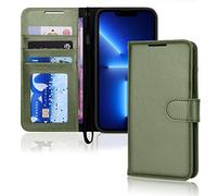 TECHGEAR iPhone 13 Pro Max Leather Wallet Case, Flip Protective Case Cover with Wallet Card Holder, Stand and Wrist Strap -...