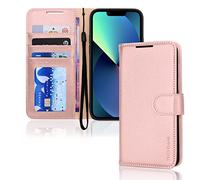 TECHGEAR iPhone 14 Plus Leather Wallet Case, Flip Protective Case Cover with Wallet Card Holder, Stand and Wrist Strap - Pink PU Leather with Magnetic Closure Designed for iPhone 14 Plus 6.7"