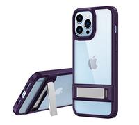 TECHGEAR iPhone 14 Pro Stand Case [Fusion Armour] Premium Hybrid Tough Rugged Kickstand Case Heavy Duty Protection with Clear Back, Supports Wireless Charging For iPhone 14 Pro 6.1" - Purple