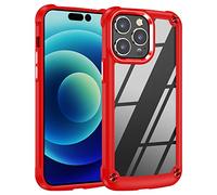 TECHGEAR iPhone 14 Pro Tough Case, [Fusion Armour] Premium Slim Hybrid Tough Rugged Protective Bumper Case Heavy Duty Protection with Clear Back Designed For iPhone 14 Pro 6.1" - Red