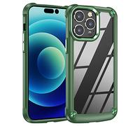 TECHGEAR iPhone 14 Pro Tough Case, [Fusion Armour] Premium Slim Hybrid Tough Rugged Protective Bumper Case Heavy Duty Protection with Clear Back Designed For iPhone 14 Pro 6.1" - Green
