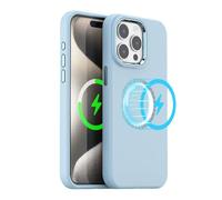 TECHGEAR iPhone 15 Pro Magnetic Silicone Case, Premium Liquid Silicone Anti-Scratch Compatible with MagSafe Soft Gel Rubber, Microfibre Lining Shockproof Phone Case For iPhone 15 Pro 6.1", Soft Blue