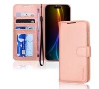 TECHGEAR iPhone 17 Leather Wallet Case with RFID Blocking, Flip Cover with Card & Cash Holder, Kickstand, Wrist Strap, Magnetic Closure - Rose Gold PU Leather for iPhone 17 6.3"