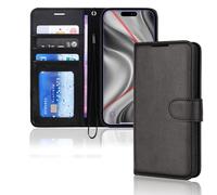 TECHGEAR iPhone 17 Pro Leather Wallet Case with RFID Blocking, Flip Cover with Card Holder, Kickstand, Wrist Strap, Magnetic Closure - Black PU Leather for iPhone 17 Pro 6.3"