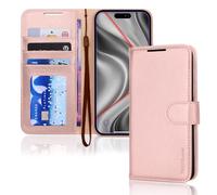TECHGEAR iPhone 17 Pro Max Leather Wallet Case with RFID Blocking, Flip Cover with Card Holder, Kickstand, Wrist Strap, Magnetic Closure - Pink PU Leather for iPhone 17 Pro Max 6.9"