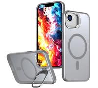 TECHGEAR iPhone 17e / 16e Kickstand Magnetic Case - Tough Rugged Protective Stand Phone Case, MagSafe Compatible Slim Hybrid Cover for iPhone 16e / 17e - Grey/Silver