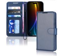 TECHGEAR iPhone Air Leather Wallet Case with RFID Blocking, Flip Cover with Card Holder, Kickstand, Wrist Strap, Magnetic Closure - Blue PU Leather for iPhone Air 6.5"