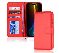 TECHGEAR iPhone Air Leather Wallet Case with RFID Blocking, Flip Cover with Card Holder, Kickstand, Wrist Strap, Magnetic Closure - Red PU Leather for iPhone Air 6.5"
