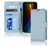 TECHGEAR iPhone Air Leather Wallet Case with RFID Blocking, Flip Cover with Card Holder, Kickstand, Wrist Strap, Magnetic Closure - Light Blue PU Leather for iPhone Air 6.5"