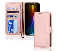 TECHGEAR iPhone Air Leather Wallet Case with RFID Blocking, Flip Cover with Card Holder, Kickstand, Wrist Strap, Magnetic Closure - Pink PU Leather for iPhone Air 6.5"