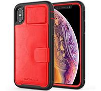 TECHGEAR iPhone XS Max Case, Tough Armoured Card Wallet 360 Shock Proof Protective Case Cover with Card Slots Wallet & Stand Compatible with Apple iPhone XS Max 6.5" - Red