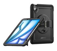 TECHGEAR JOLT-SHELL Case for Apple iPad Air 11" (M3 2025 / M2 2024) Tough Rugged HEAVY DUTY Slim Shockproof Case with 360 Rotating Stand & Hand Strap - Black