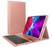 TECHGEAR Keyboard Case fits Apple iPad Pro 12.9" 2022/2021 / 2020 (6th / 5th /4th Generation) [Strike Folio] PU Leather Case with Detachable Bluetooth UK QWERTY Keyboard & Stand (Rose Gold)