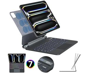 TECHGEAR Keyboard Case for Apple iPad Pro 11" (M5 2025, M4 2024) 5th & 6th Generation, Magnetic Floating Stand Case, Precision Multi-Touch Trackpad, 7 Color Backlight, with Bluetooth QWERTY Keyboard