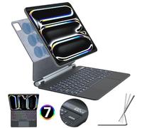 TECHGEAR Keyboard Case for Apple iPad Pro 13" (M4,2024/M5,2025), Slim Magnetic Floating Stand Case, Precision Multi-Touch Trackpad, 7 Color Backlight, Bluetooth with QWERTY Keyboard iPad Pro 13" M5/M4