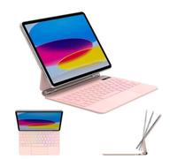 TECHGEAR Keyboard Case for iPad 11" A16 (2025) & 10.9" (10th Gen 2022), Slim Magnetic Floating Stand, Bluetooth QWERTY, Multi-Touch Trackpad, 7-Color Backlit Keyboard for Students, Travel & Work