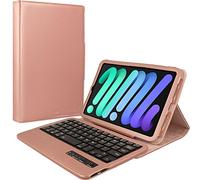TECHGEAR Keyboard Case for iPad Mini 7 / Mini 6 (7th & 6th Generation) 2024/2021 [Strike Folio] PU Leather Case with Built in Detachable Bluetooth Wireless UK QWERTY Keyboard and Stand (Rose Gold)