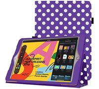 TECHGEAR Leather Case for Apple iPad 10.2" 2021/2020 / 2019 [9th / 8th / 7th Generation] Premium PU Leather Slim Folio Case Cover with Stand, Hand Strap & Auto Sleep/Wake Function [Purple Polka]