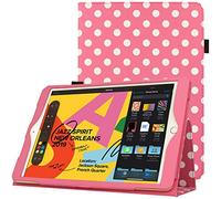 TECHGEAR Leather Case for Apple iPad 10.2" 2021/2020 / 2019 [9th / 8th / 7th Generation] Premium PU Leather Slim Folio Case Cover with Stand, Hand Strap & Auto Sleep/Wake Function [Pink Polka Dot]