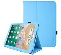 TECHGEAR Leather Case for Apple iPad 9.7" 5th / 6th Gen, iPad Air 1st / 2nd Gen, iPad Pro 9.7" Premium PU Leather Folio Case Cover with Stand, Hand Strap [Light Blue]