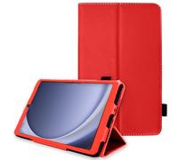 TECHGEAR Leather Case for Samsung Galaxy Tab A11 / A9 8.7" (SM-X130/X135/X110/X115) PU Leather Slim Folio Stand Cover with Hand Strap, Magnetic Closure, Microfibre Lining, Stylus Loop [Red]