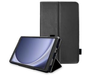 TECHGEAR Leather Case for Samsung Galaxy Tab A11 / A9 8.7" (SM-X130/X135/X110/X115) PU Leather Slim Folio Stand Cover with Hand Strap, Magnetic Closure, Microfibre Lining, Stylus Loop [Black]