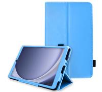TECHGEAR Leather Case for Samsung Galaxy Tab A9 8.7" (SM-X110 / SM-X115) Premium PU Leather Slim Folio Stand Case Cover with Hand Strap [Light Blue]