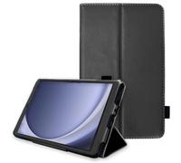 TECHGEAR Leather Case for Samsung Galaxy Tab A9 8.7" (SM-X110 / SM-X115) Premium PU Leather Slim Folio Stand Case Cover with Hand Strap [Black]