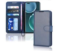 TECHGEAR Leather Wallet Case for Honor Magic 4 Pro 5G, Flip Protective Case Cover with Wallet Card Holder, Stand & Wrist Strap - Blue PU Leather with Magnetic Closure for Honor Magic 4 Pro 5G