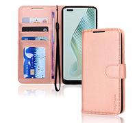 TECHGEAR Leather Wallet Case for Honor Magic 5 Lite 5G, Flip Protective Case Cover with Wallet Card Holder, Stand & Wrist Strap - Rose Gold PU Leather with Magnetic Closure for Honor Magic 5 Lite 5G