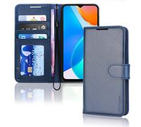 TECHGEAR Leather Wallet Case for Honor X6 4G / Honor X8 5G, Flip Protective Case Cover with Wallet Card Holder, Stand & Wrist Strap - Blue PU Leather with Magnetic Closure for Honor X6 4G / X8 5G
