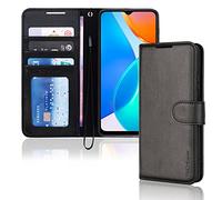 TECHGEAR Leather Wallet Case for Honor X6 4G / Honor X8 5G, Flip Protective Case Cover with Wallet Card Holder, Stand & Wrist Strap - Black PU Leather with Magnetic Closure for Honor X6 4G / X8 5G