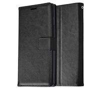 TECHGEAR Leather Wallet Case for iPhone XS Max - Protective Flip Cover with Card Slots, Kickstand and Wrist Strap, Black PU Leather Compatible with Apple iPhone XS Max 6.5"