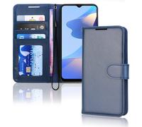 TECHGEAR Leather Wallet Case for Oppo A16s, Flip Protective Case Cover with Wallet Card Holder, Stand & Wrist Strap - Blue PU Leather with Magnetic Closure