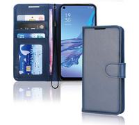 TECHGEAR Leather Wallet Case for Oppo A53 / A32, Flip Protective Case Cover with Wallet Card Holder, Stand & Wrist Strap - Blue...